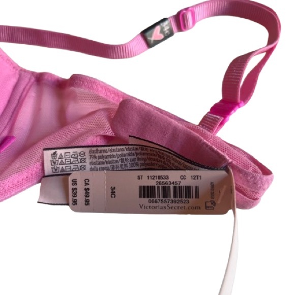 Victoria's Secret 34c Pink Tee Lace Push-Up Bra *NWT* - Picture 6 of 6